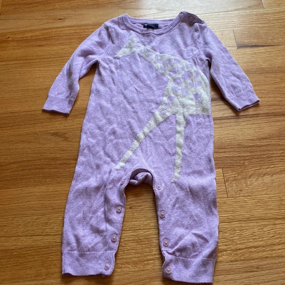 GAP Hard to Find‎ Giraffe Sweater Romper Heathered Lilac - Picture 1 of 7
